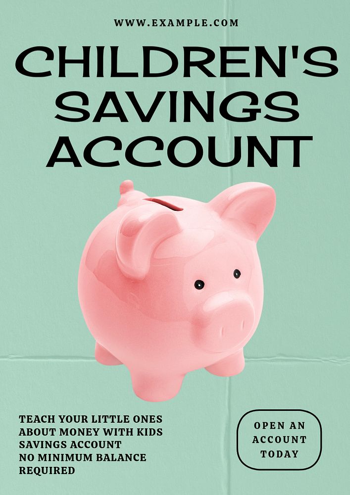 Children's savings account poster template, customizable design 