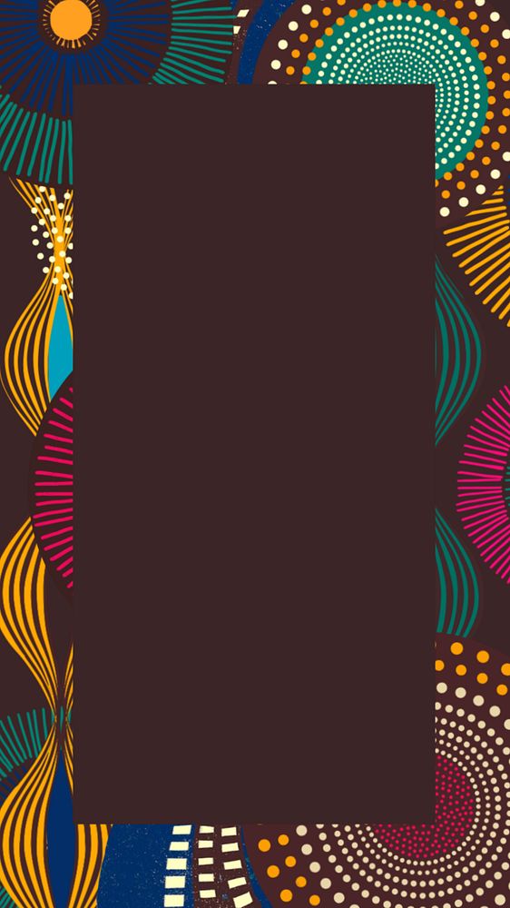 African tribal pattern iPhone wallpaper, colorful abstract frame background, editable design