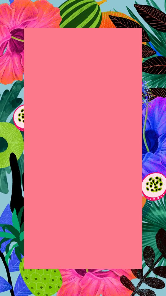 Tropical fruits patterned mobile wallpaper, exotic frame background, editable design