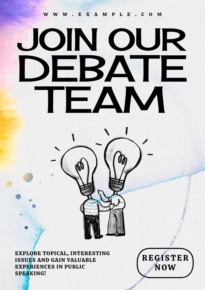 Debate team poster template, customizable design 