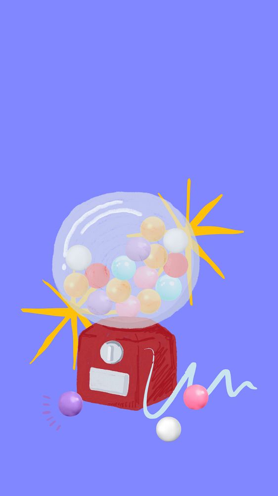 Gumball machine iPhone wallpaper, purple design