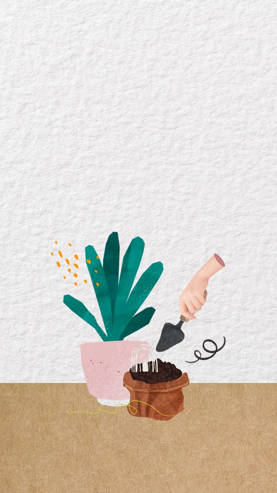 Gardening iPhone wallpaper, editable hobby collage art design