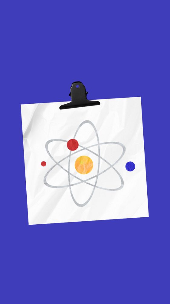 Atom science education phone wallpaper, blue design