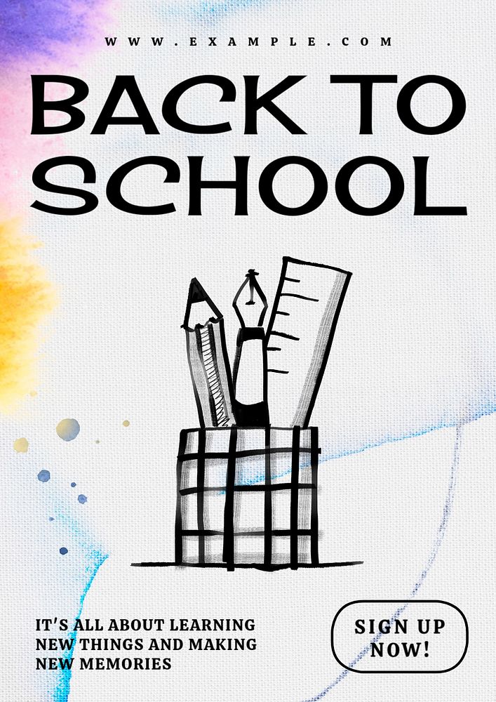 Back to school poster template, customizable design 