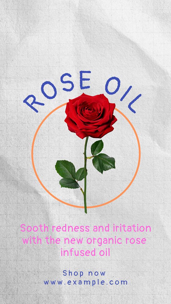 Rose oil Instagram story template, editable text & design