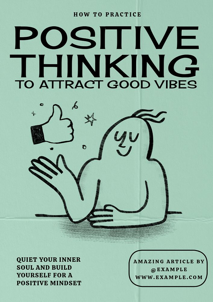 Positive thinking poster template, customizable design 