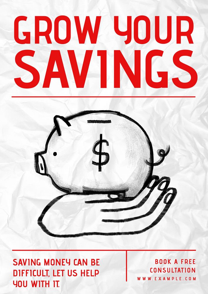 Grow your savings poster template, customizable design 