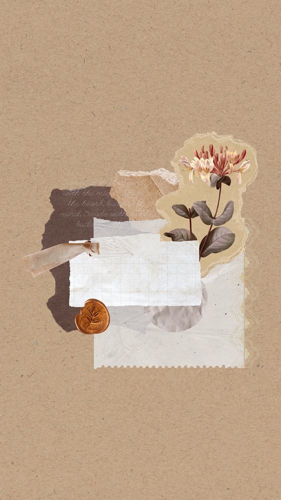 Aesthetic Autumn iPhone wallpaper, paper craft collage element remix design