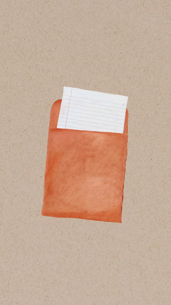 Open envelope phone wallpaper, brown paper textured collage element remix design