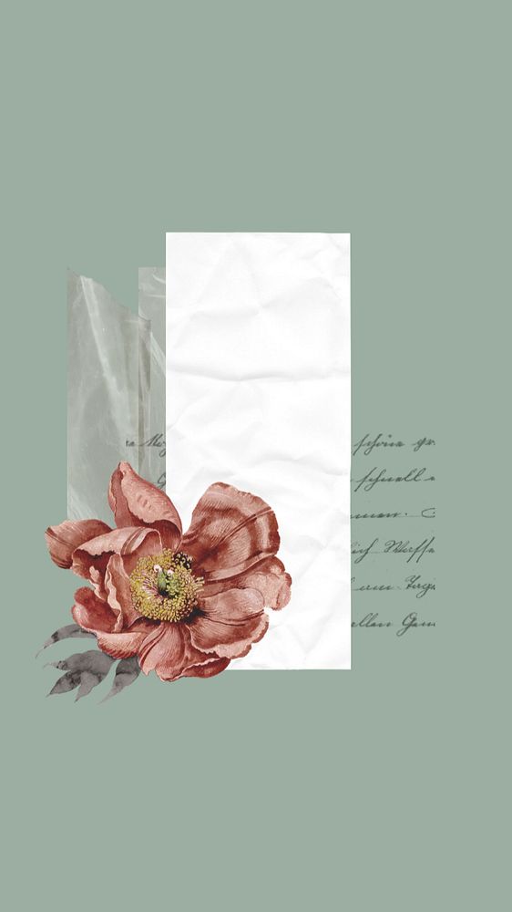 Vintage flower paper phone wallpaper, collage element remix design