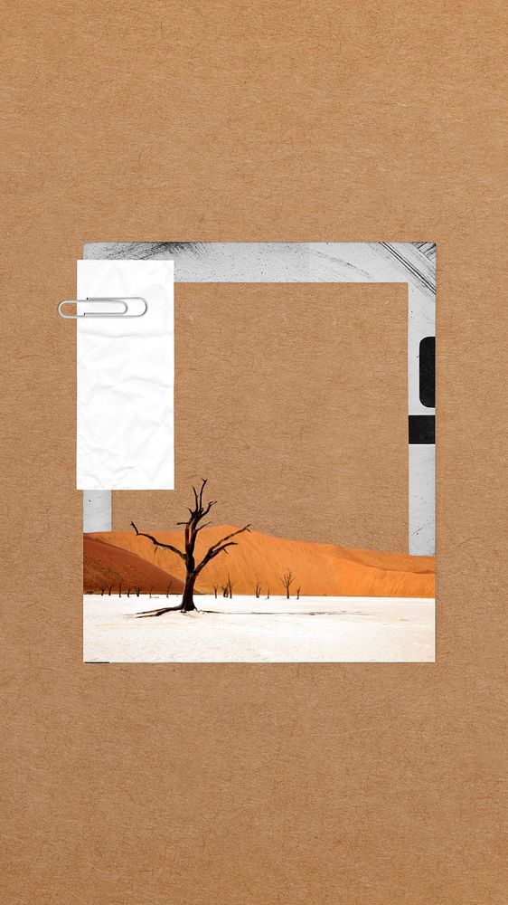 Instant photo frame iPhone wallpaper, editable climate change collage element remix design