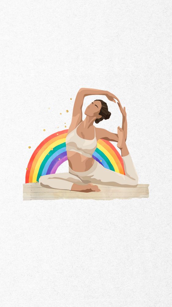 Editable yoga woman mobile wallpaper, aesthetic wellness collage design