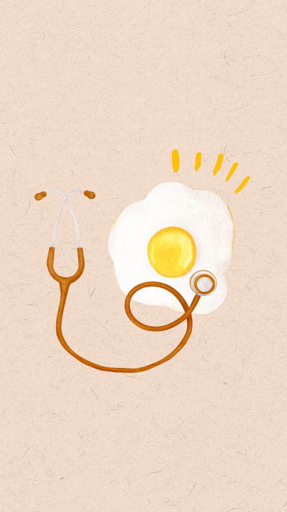 Sunny-side up egg mobile wallpaper, editable health collage design