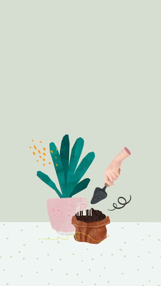 Editable gardening mobile wallpaper, hobby collage art design