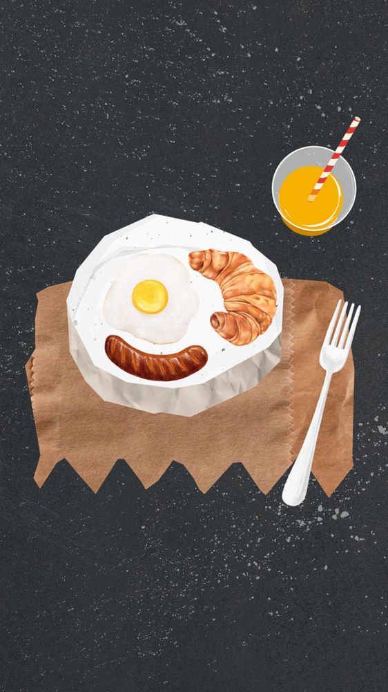 Editable breakfast iPhone wallpaper, editable cute collage design