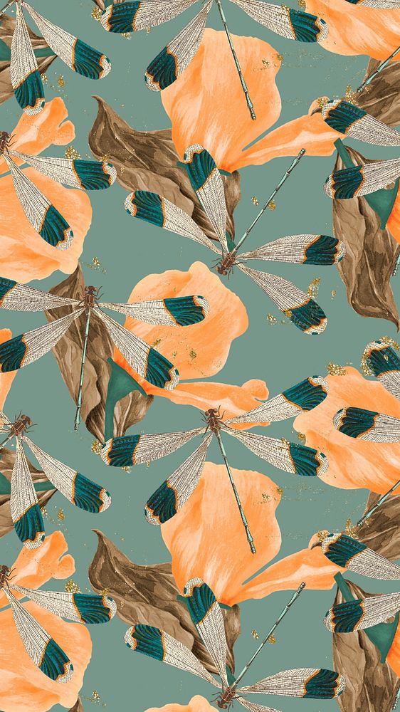 Seamless butterfly patterned iPhone wallpaper, vintage nature remix from The Naturalist's Miscellany by George Shaw…