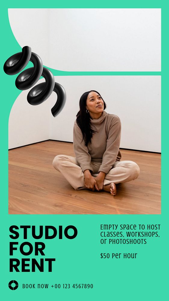 Studio rental Facebook story template, editable colorful design