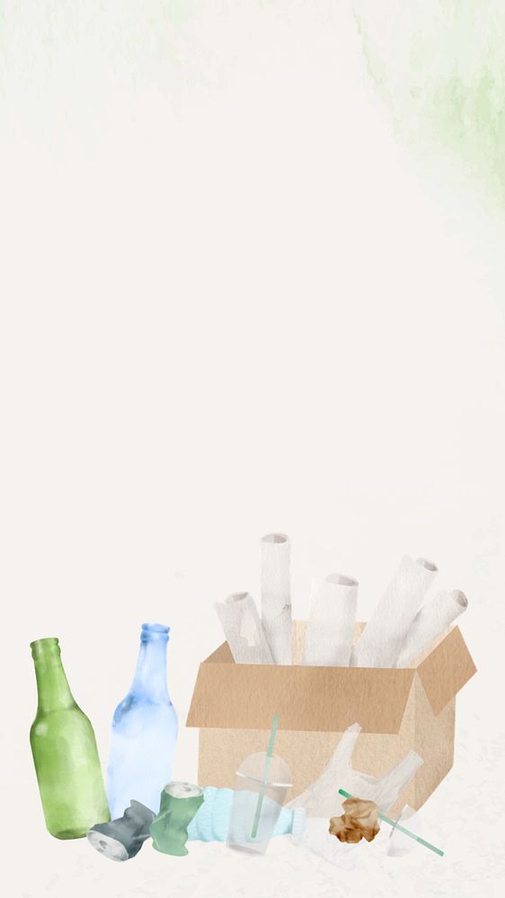 Recycling & environment watercolor iPhone wallpaper, editable design