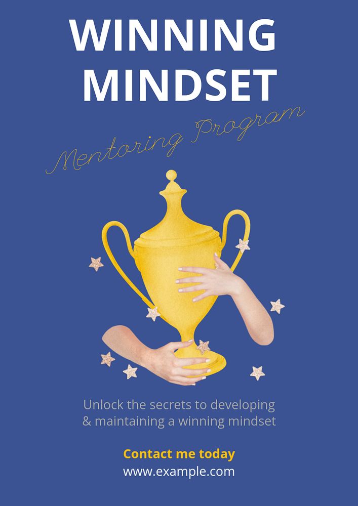 Winning mindset poster template, editable design