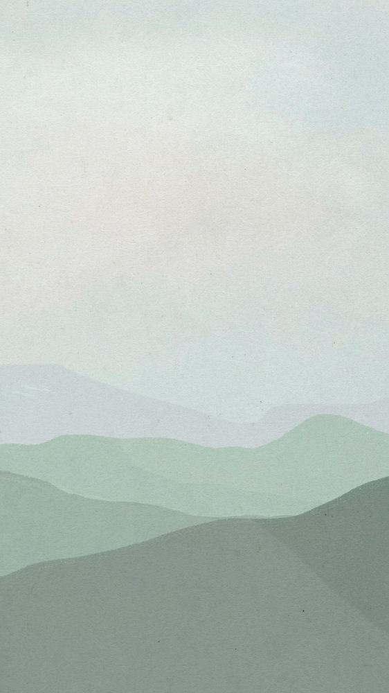 Aesthetic green mountain phone wallpaper, nature illustration, editable design