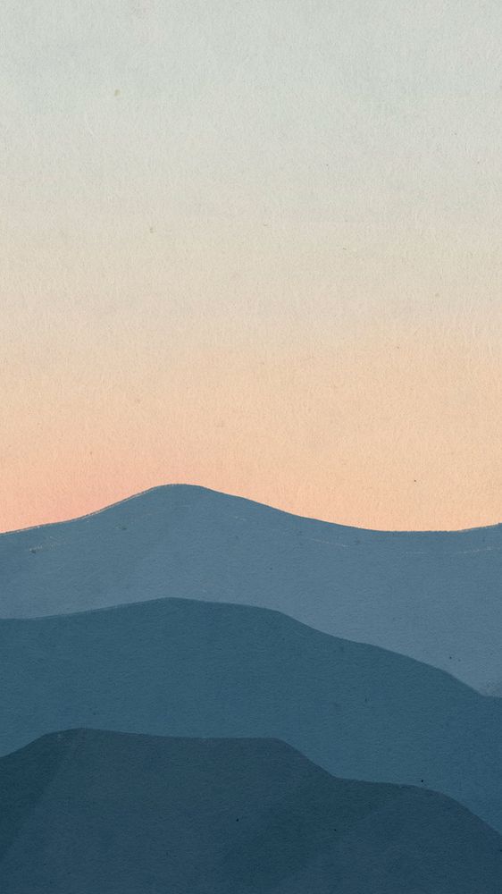 Mountain sunrise view phone wallpaper, aesthetic nature illustration, editable design