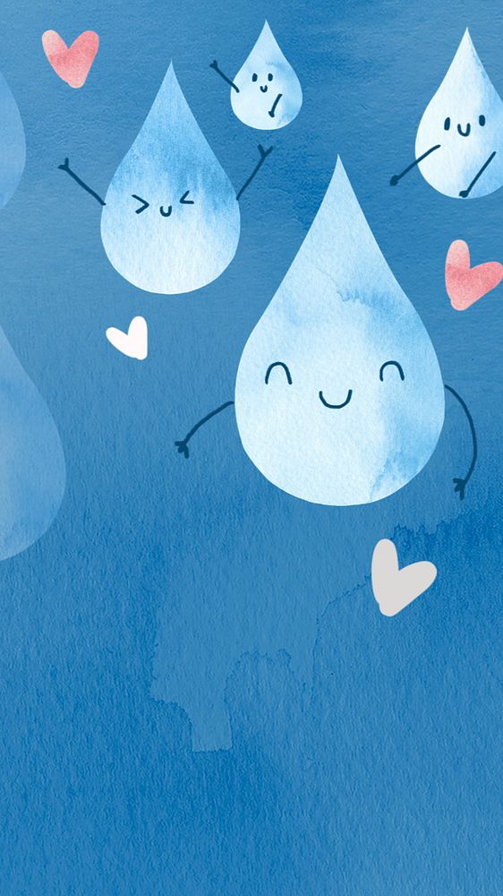 Save water doodle iPhone wallpaper, editable design