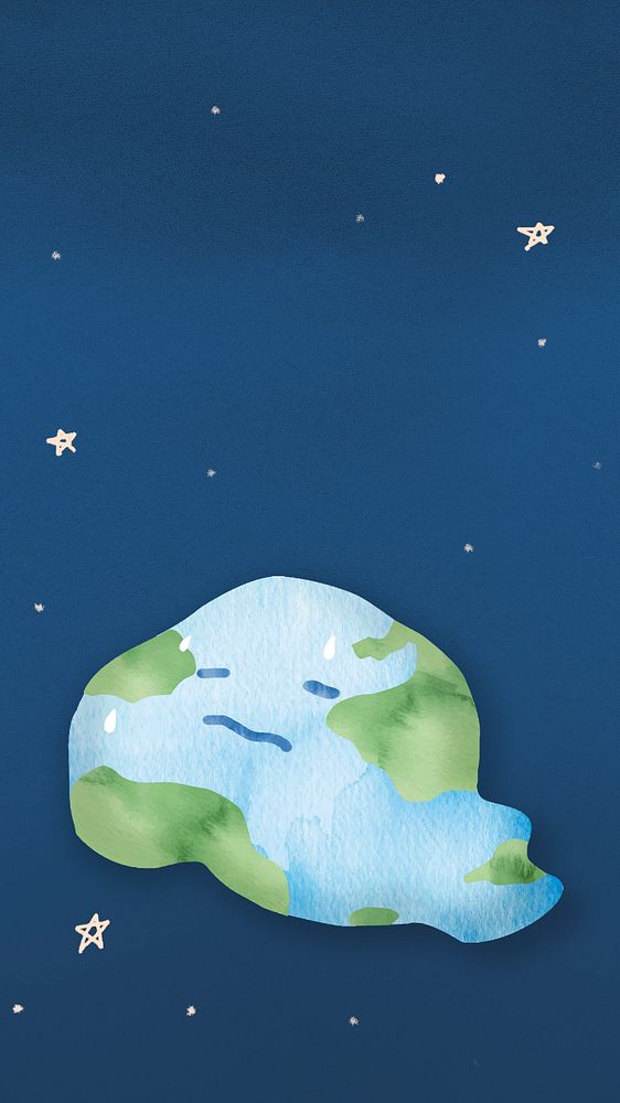 Climate change doodle mobile wallpaper, editable design