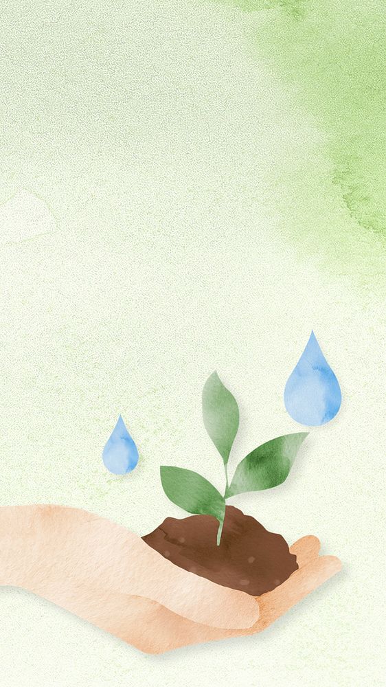 Tree & sapling aesthetic mobile wallpaper, editable design