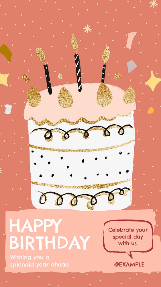 Happy birthday Facebook story template, editable text