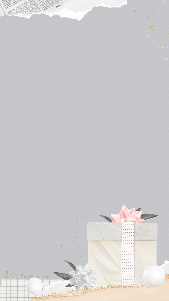 Aesthetic birthday iPhone wallpaper, editable ripped paper border collage design