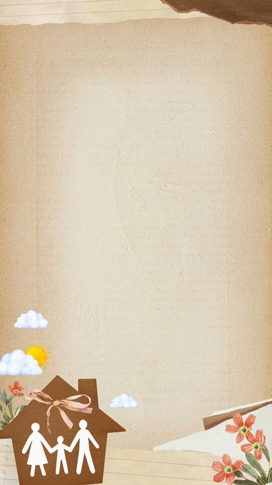 Family home border mobile wallpaper, editable design