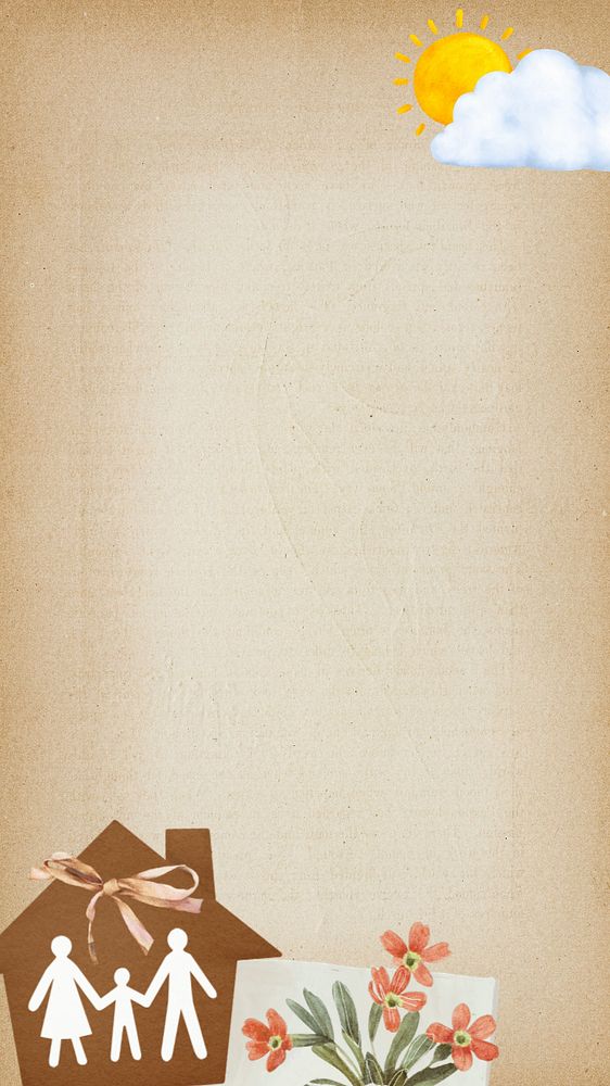 Vintage brown mobile wallpaper, editable family home border design