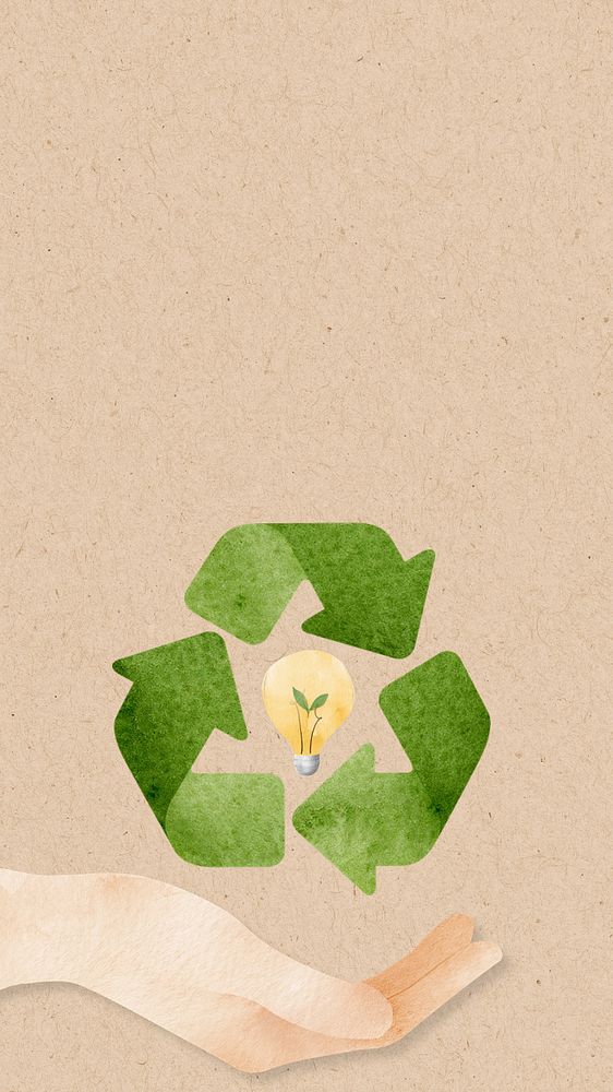 Recycling paper textured mobile wallpaper, editable design