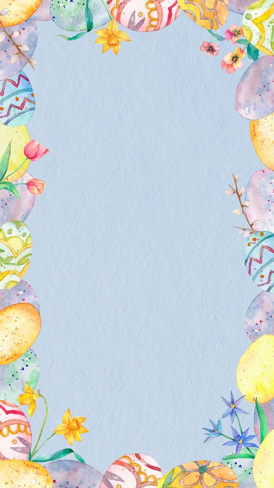 Pastel Easter frame, mobile wallpaper, editable watercolor design