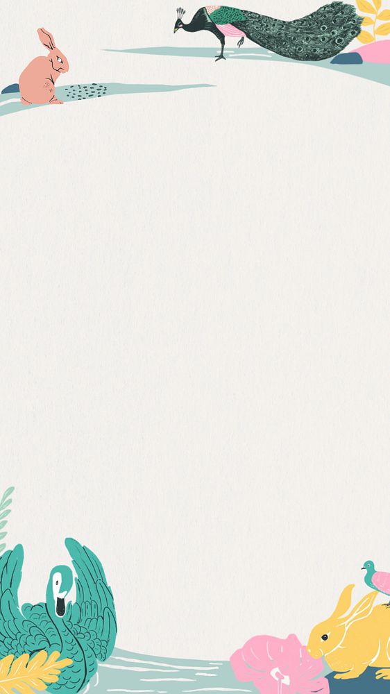 Swan & rabbit iPhone wallpaper, editable animal illustration