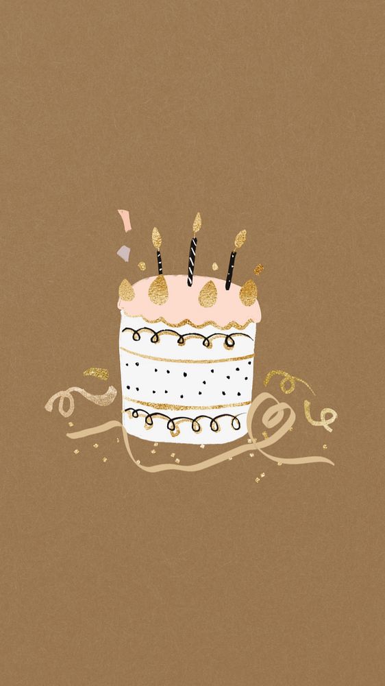 Birthday cake iPhone wallpaper, editable celebration collage design