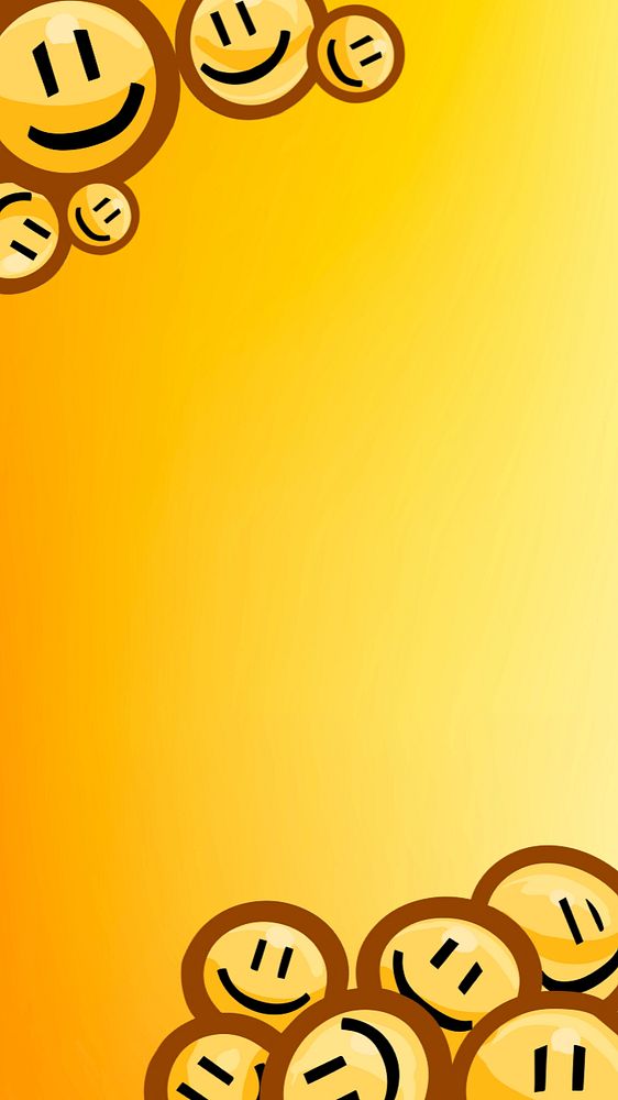 Smiling emoticons border mobile wallpaper, editable funky character design