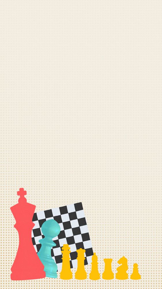 Business strategy mobile wallpaper, editable chess board border collage design