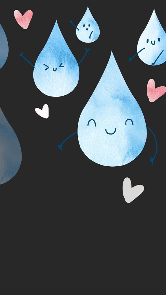 Cute water drop mobile wallpaper, editable design