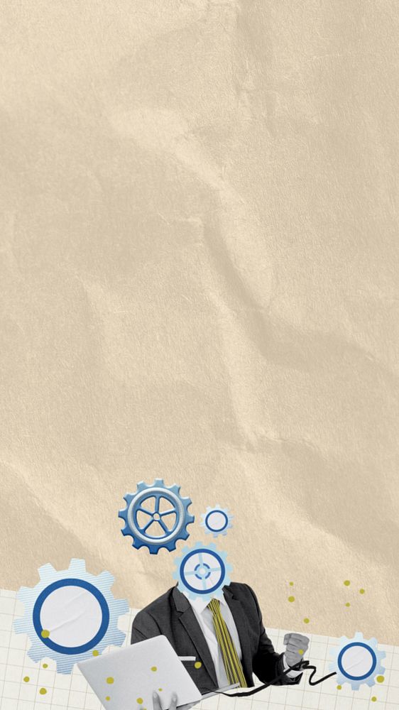 Businessman cogwheel background, editable business collage design