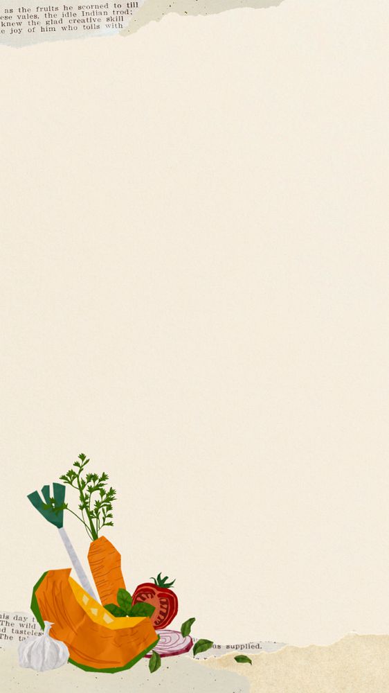 Healthy vegetables border iPhone wallpaper, editable cute paper collage design