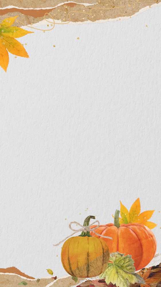 Editable Autumn mobile wallpaper, pumpkin border design