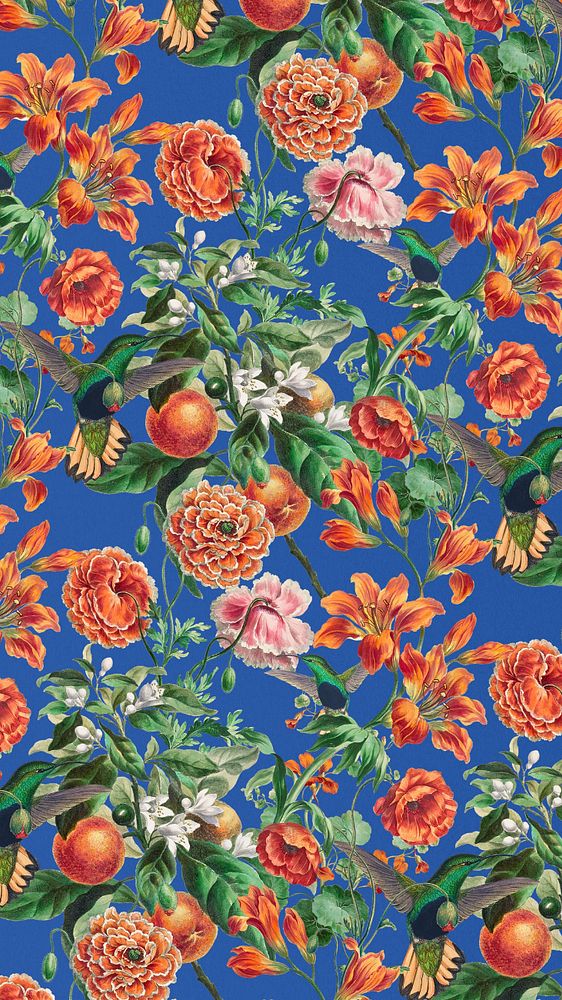 Vintage floral pattern iPhone wallpaper, editable illustration by Pierre Joseph Redouté. Remixed by rawpixel.