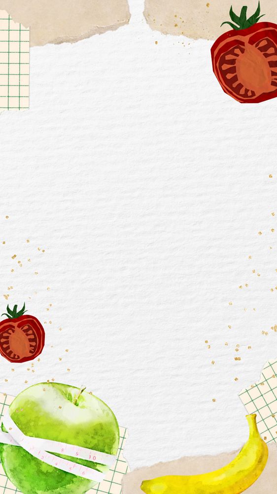 Healthy fruits mobile wallpaper, editable food border design