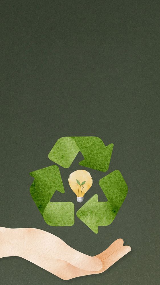 Recycle symbol & environment mobile wallpaper, editable design