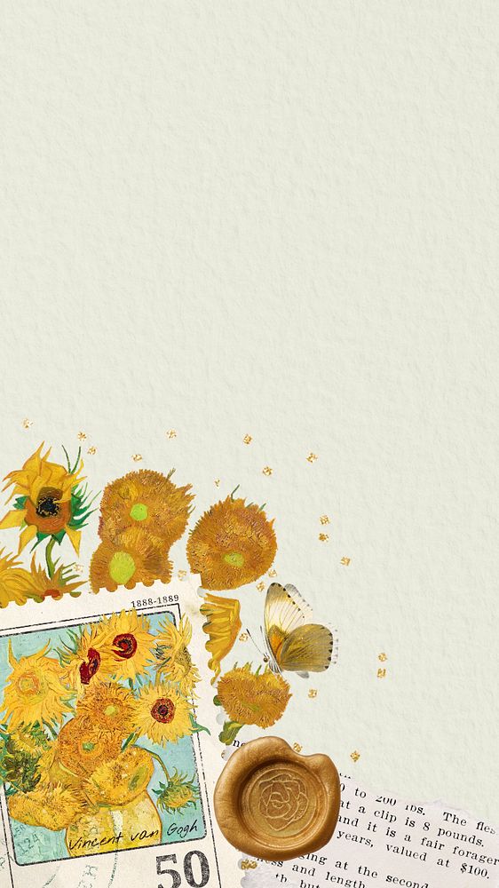 Van Gogh's Sunflowers mobile wallpaper, editable vintage flower painting, remixed by rawpixel