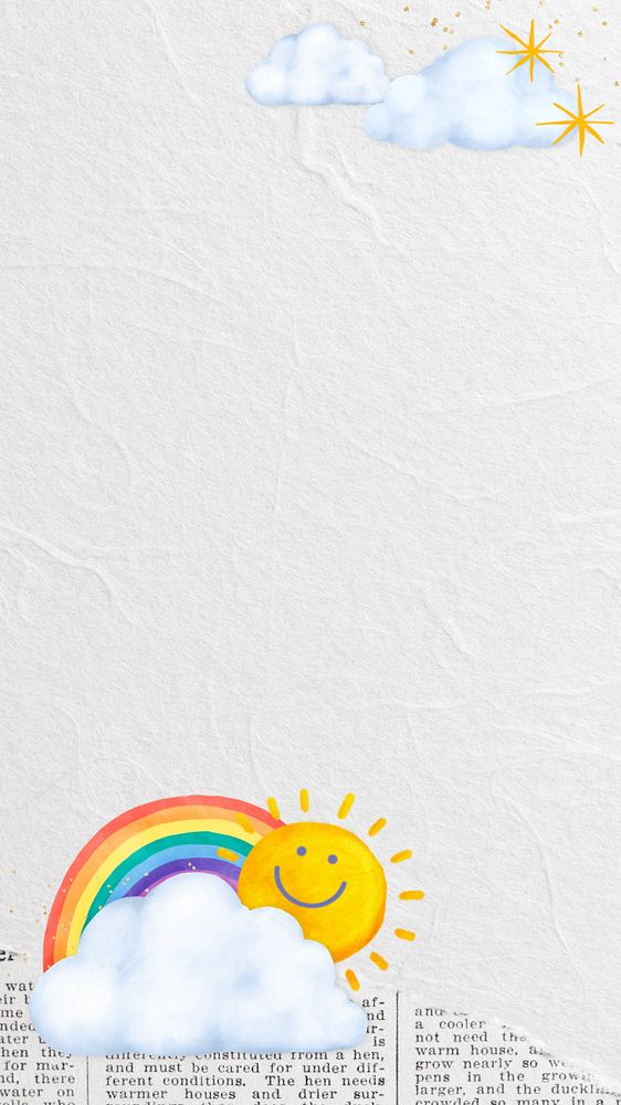 Cute sunny weather mobile wallpaper, editable paper collage design