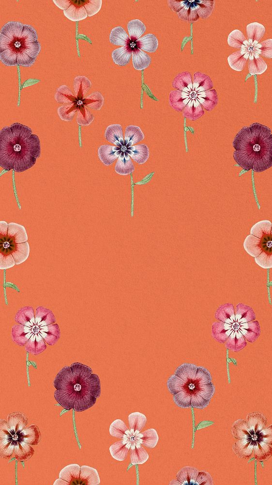 Aesthetic floral frame iPhone wallpaper, editable vintage illustration by Pierre Joseph Redouté. Remixed by rawpixel.