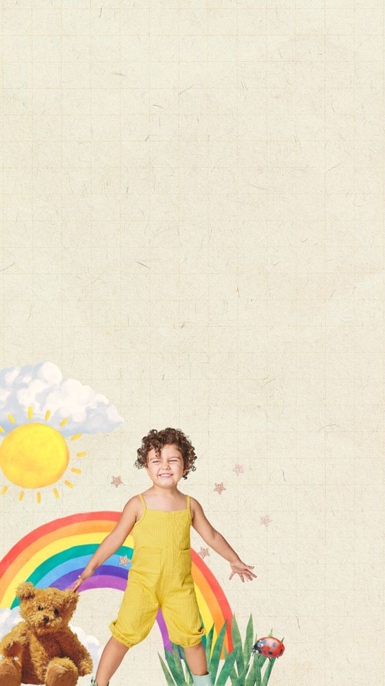 Happy kid mobile wallpaper, editable border design