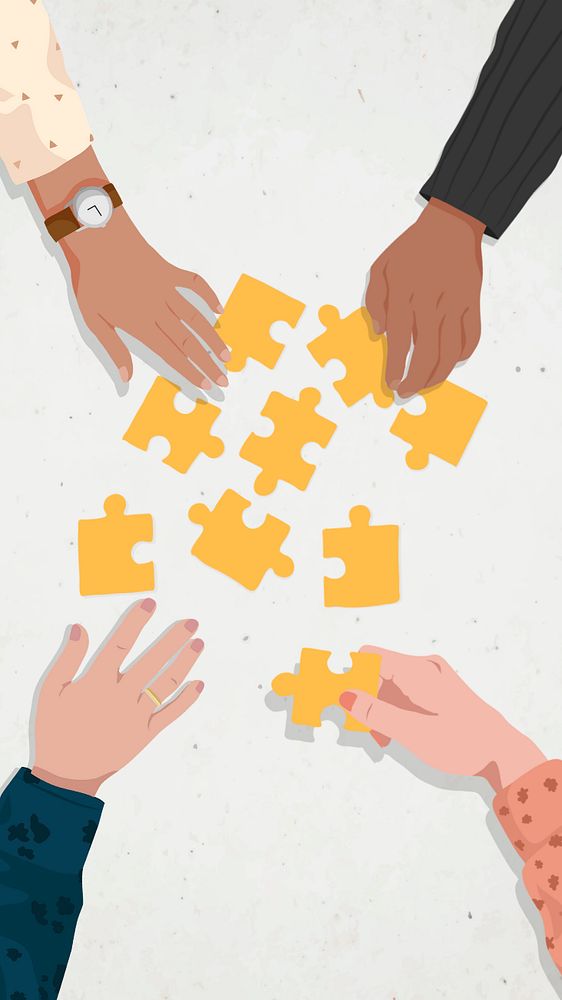 Playing jigsaw iPhone wallpaper, editable vector illustration